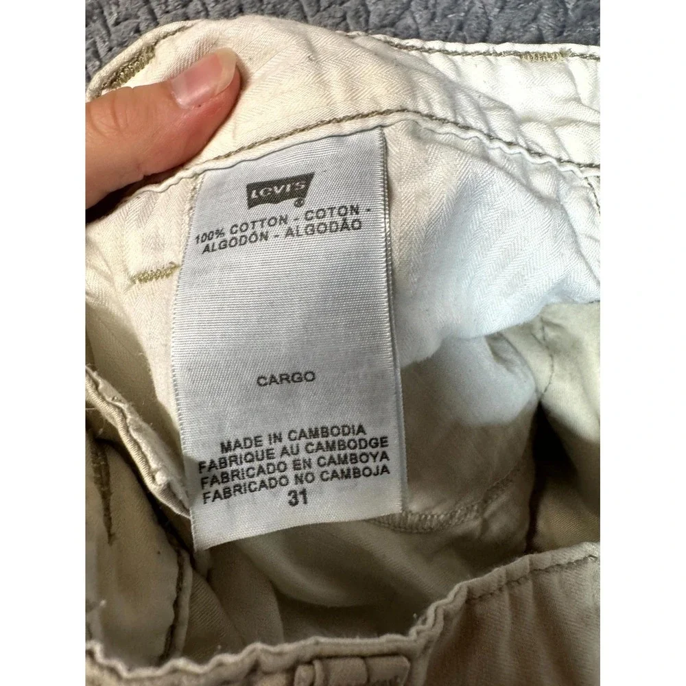 Levi's Cargo Shorts Mens 31 Beige Cotton Mid Rise Utility Pockets Hiking Camping